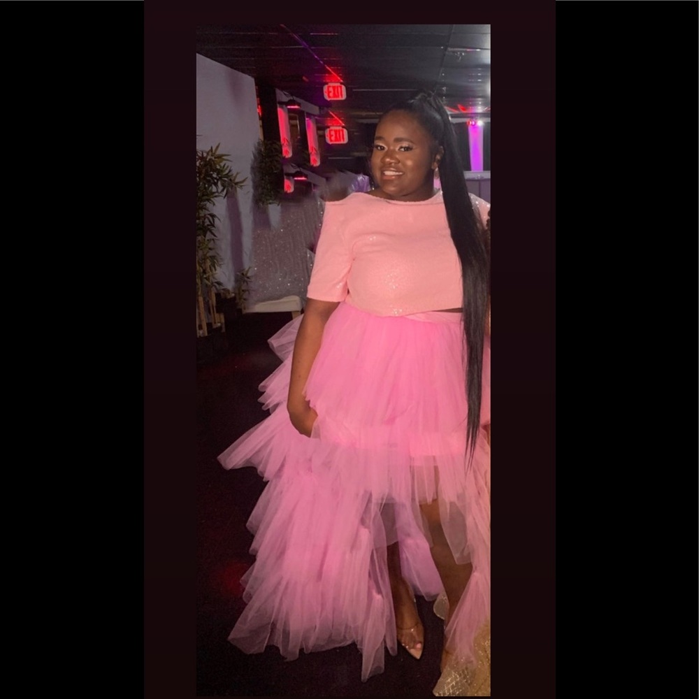 Pink high low Tulle Skirt &Top